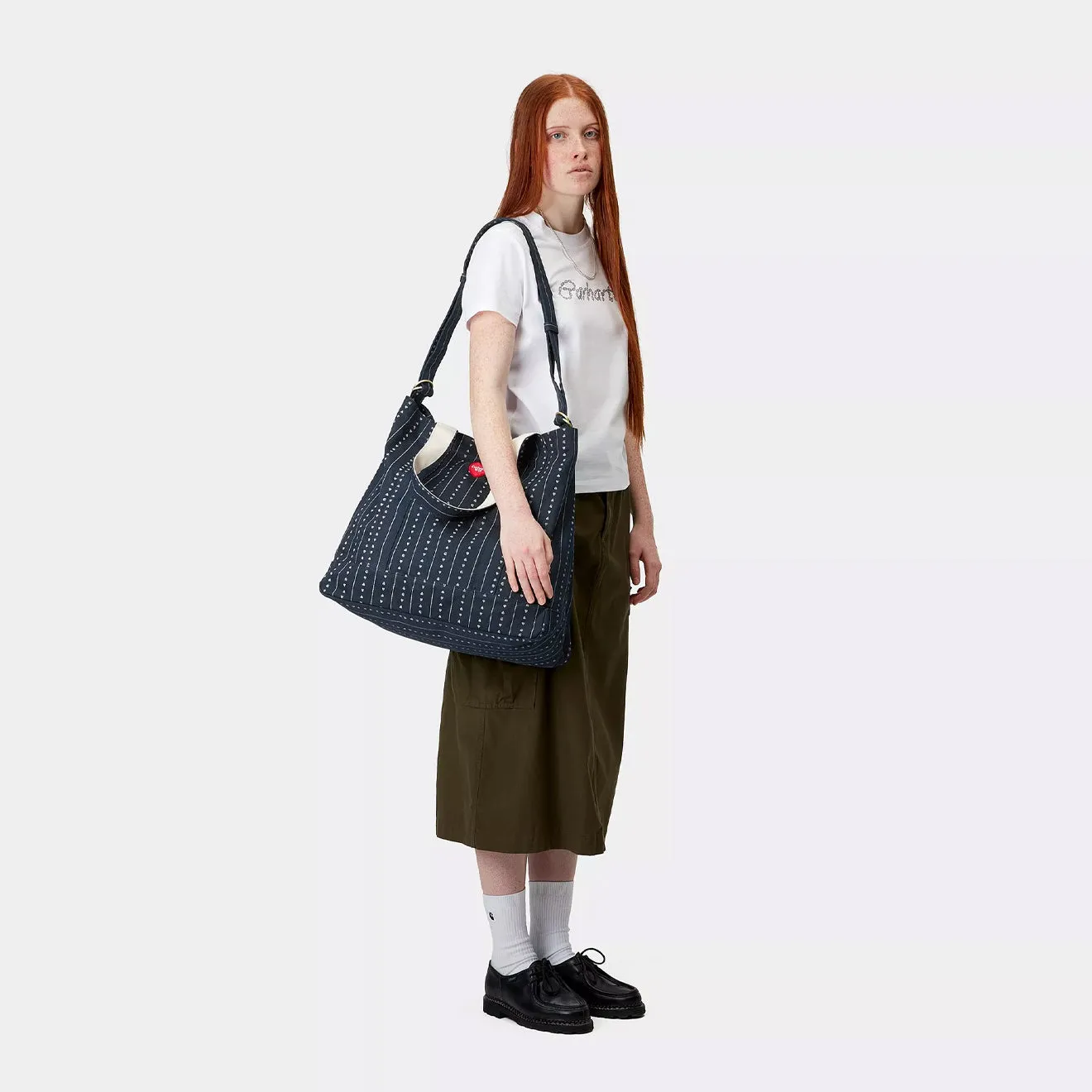 Accessories Carhartt Wipaccessories Men Carhartt WIP Drewe Tote Big Heart C Pinstripe / Ink / Natural