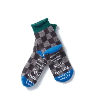 Accessories Rototo Rototo Pile Room Socks Checkerboard Dark Green / Brown