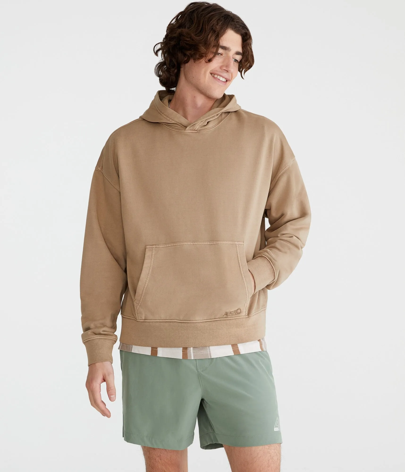 Aeropostale Tonal Logo Boxy Terry Pullover Hoodie