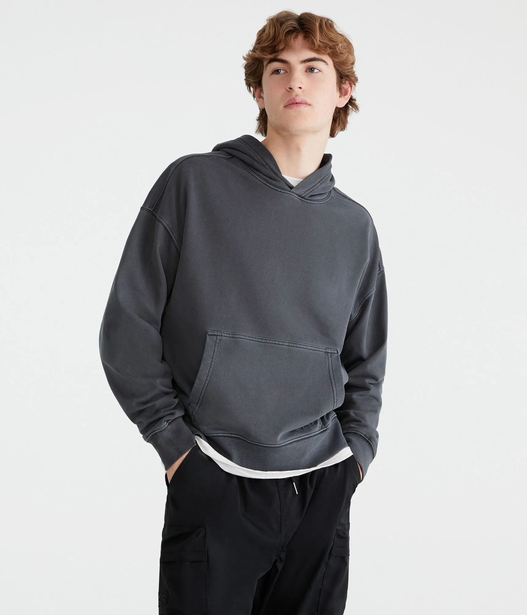 Aeropostale Tonal Logo Boxy Terry Pullover Hoodie