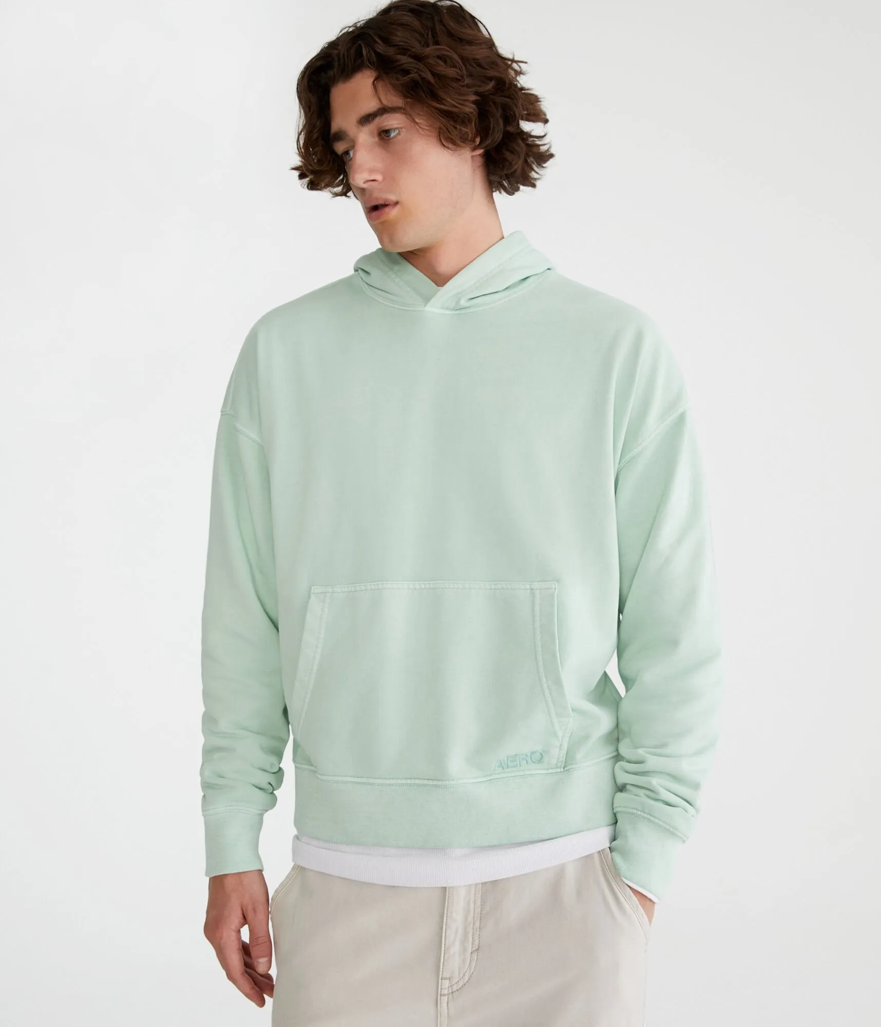 Aeropostale Tonal Logo Boxy Terry Pullover Hoodie
