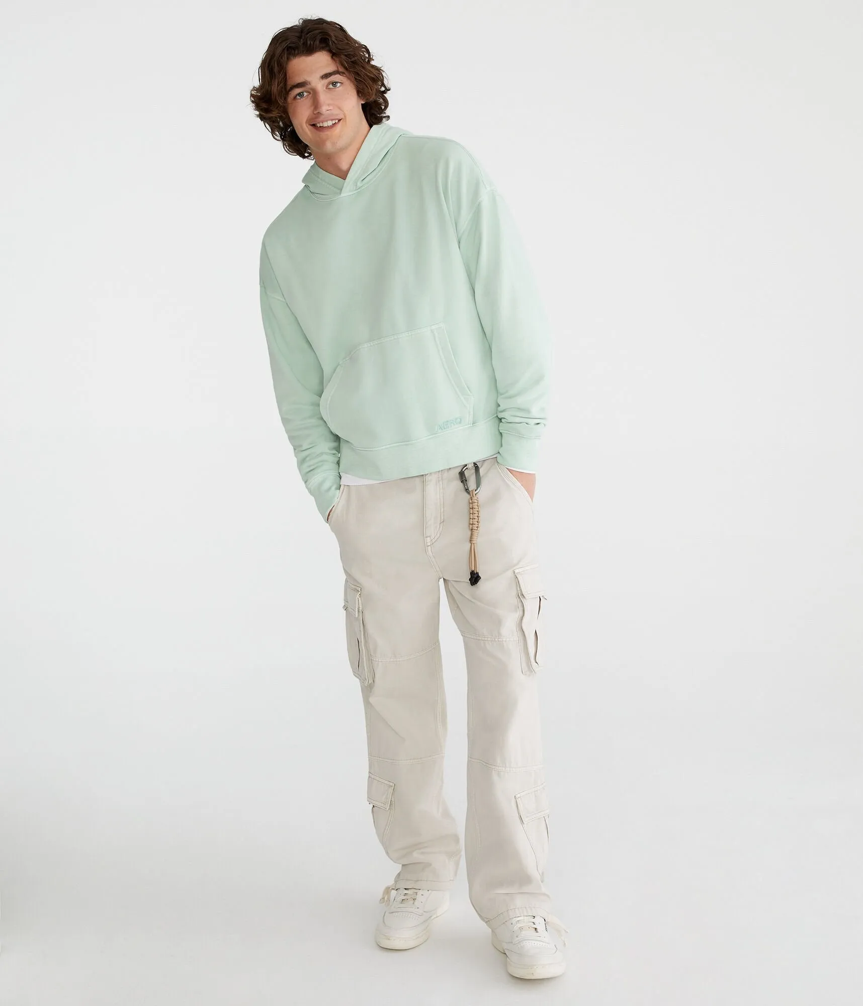 Aeropostale Tonal Logo Boxy Terry Pullover Hoodie