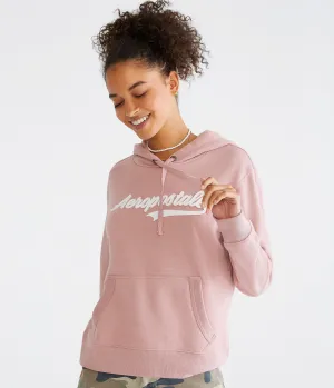 Aeropostale Womens' Aeropostale Script Pullover Hoodie - Pink - Size L - Cotton - Teen Fashion & Clothing Azalea Pink Aeropostale