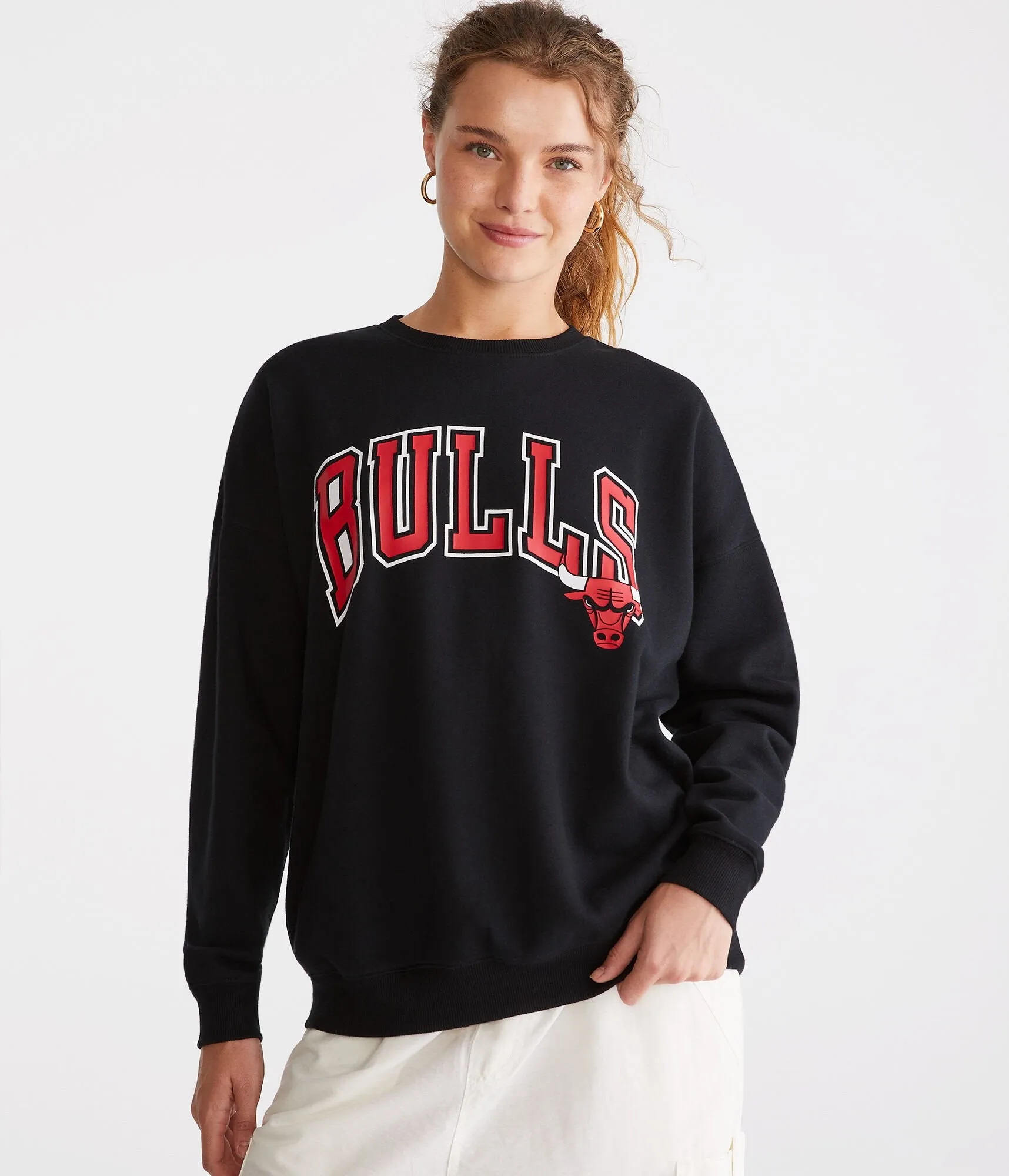 Aeropostale Womens' Chicago Bulls Crew Sweatshirt -  - Size S - Cotton - Teen Fashion & Clothing Black Aeropostale