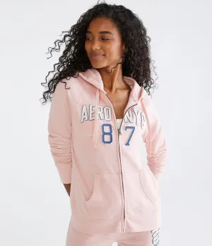 Aeropostale Womens' NYC 87 Full-Zip Hoodie - Pink - Size S - Cotton - Teen Fashion & Clothing Pink Magnolia Aeropostale