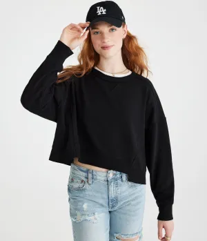 Aeropostale Womens' Solid Crew Sweatshirt -  - Size XL - Cotton - Teen Fashion & Clothing Black Aeropostale