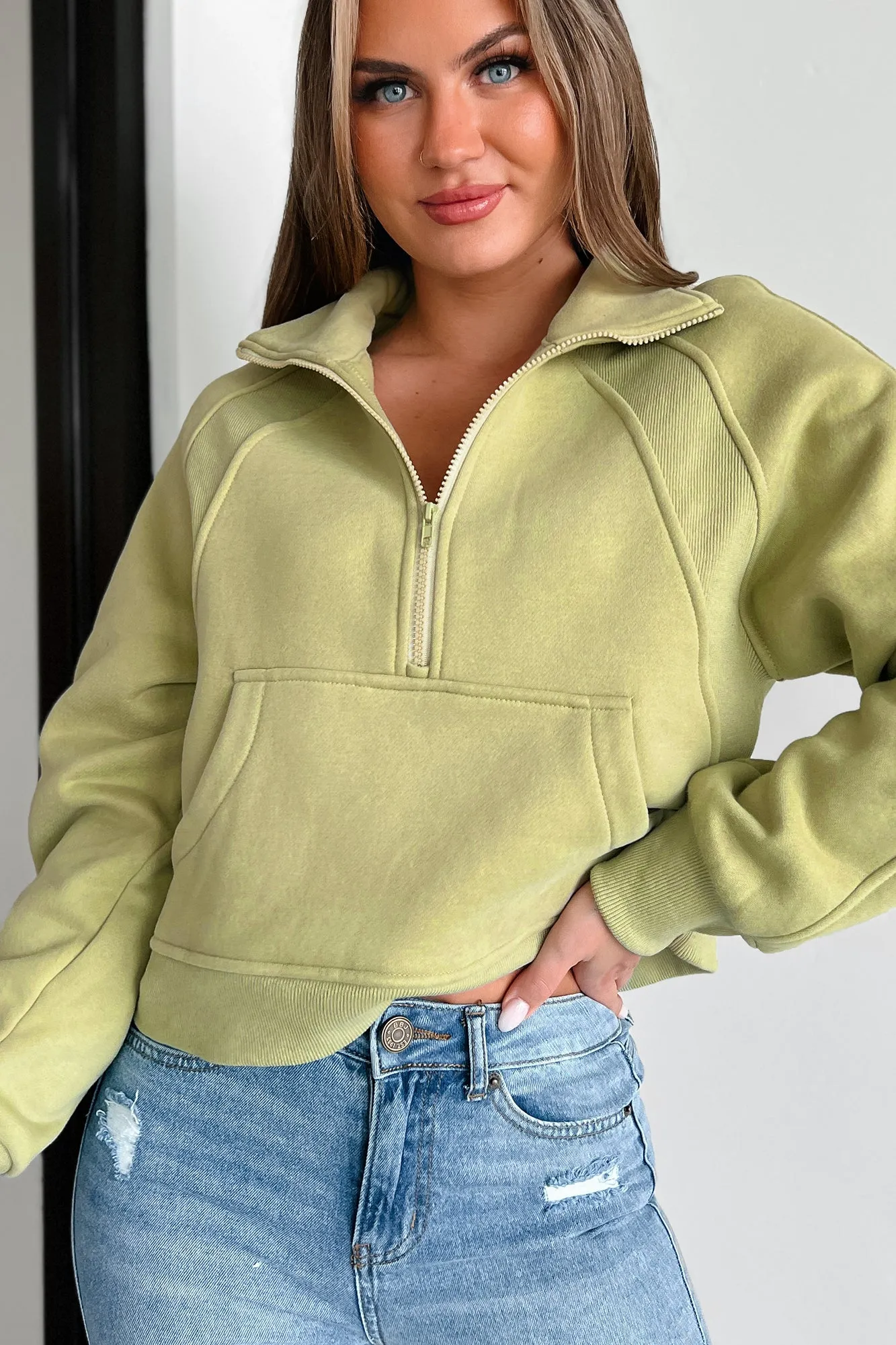 Always Low Key Half-Zip Pullover (Sage Green)