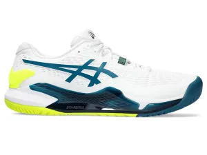 Asics Mens Gel Resolution 9 Wide-White/Restful Teal (1041A376-001) Asics	Running Shoes