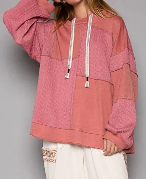 Balloon Sleeve Cut Sew Sweater Knit Top In Mauve
