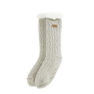 Barbour Cable Knit Lounge Socks Light Grey Marl Clothing Barbour