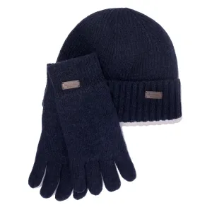 Barbour Carlton Beanie & Gloves Gift Set Navy Clothing Barbour