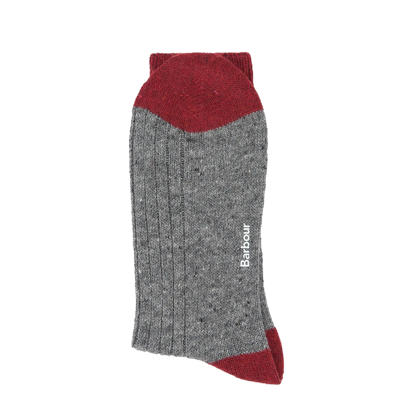 Barbour Houghton Socks Mid Grey/Red Clothing Barbour