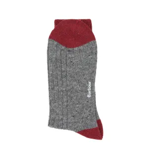 Barbour Houghton Socks Mid Grey/Red Clothing Barbour