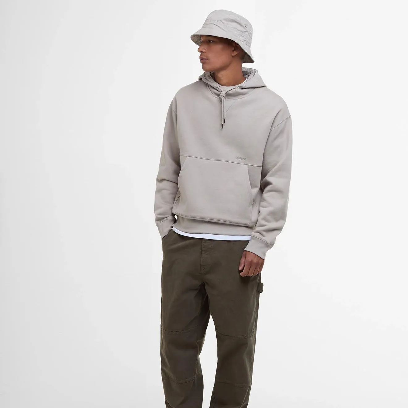 Barbour Yalding Hooded Sweatshirt Concrete Clothing Barbour