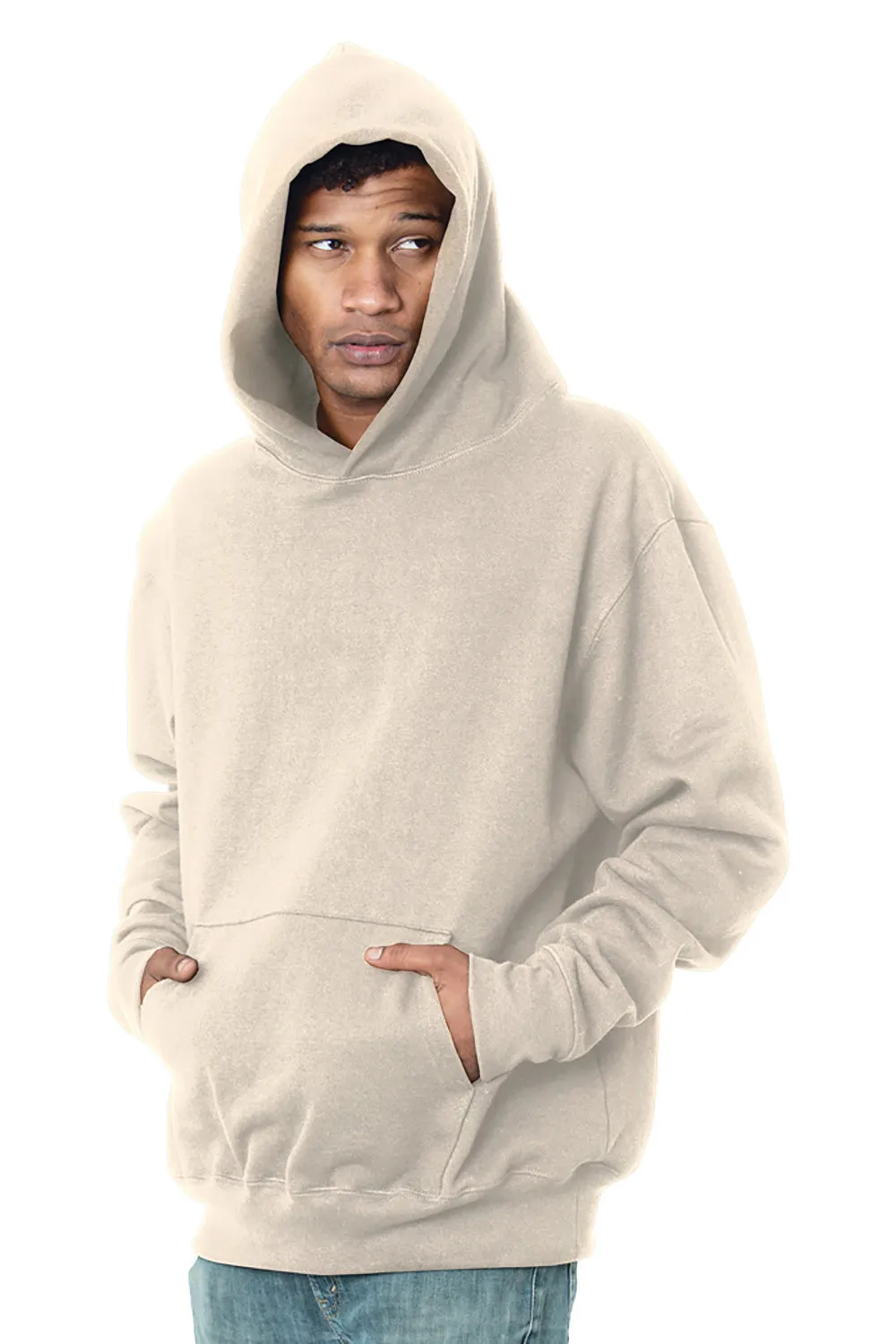 Bayside Mens Sniper Hooded Sweatshirt Hoodie w/ Pouch Pocket - Cream