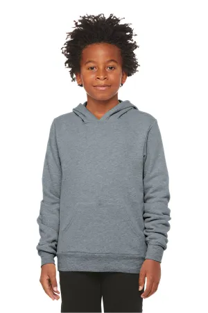 Bella   Canvas Youth Sponge Fleece Hooded Sweatshirt Hoodie w/ Pouch Pocket - Heather Grey