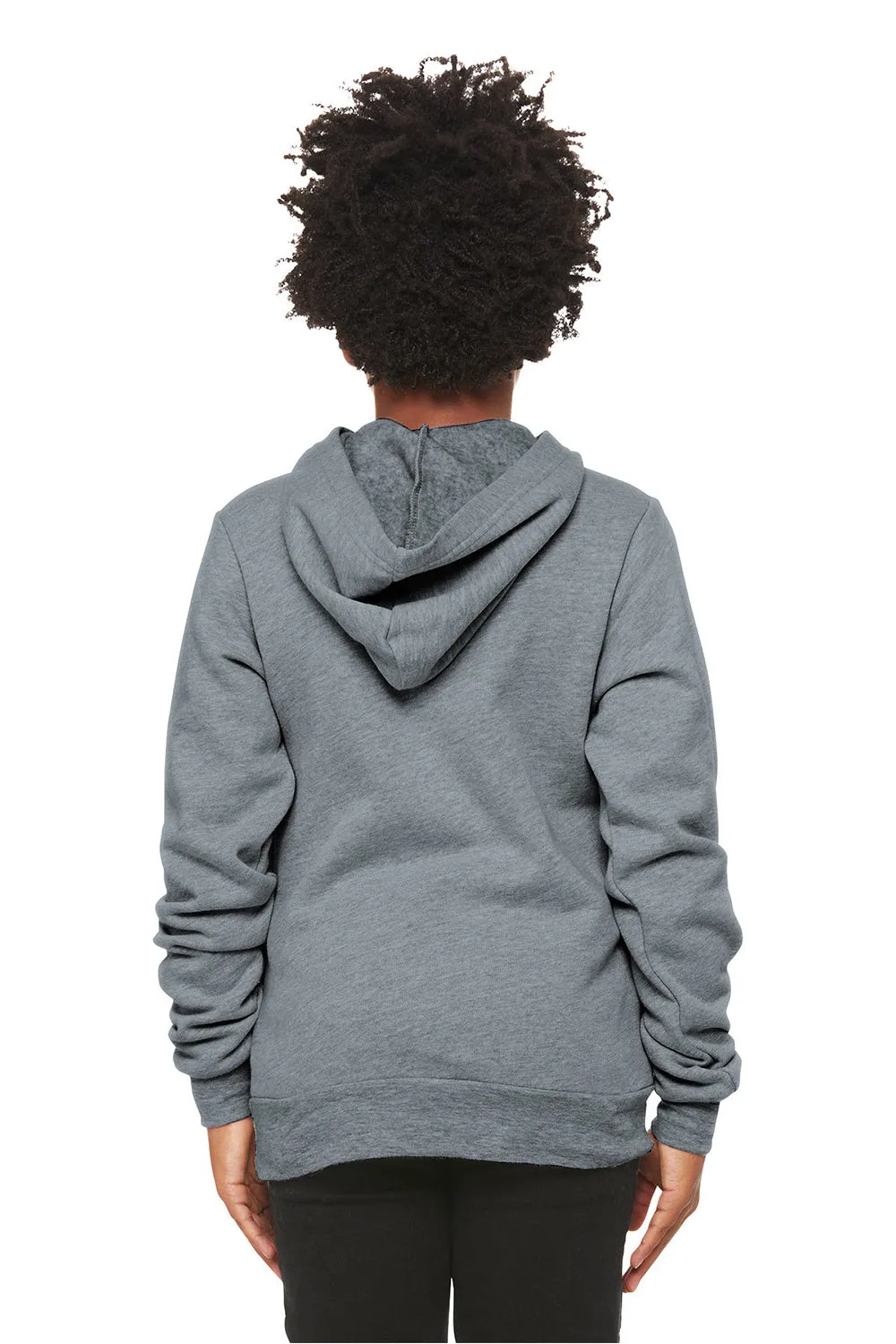Bella   Canvas Youth Sponge Fleece Hooded Sweatshirt Hoodie w/ Pouch Pocket - Heather Grey