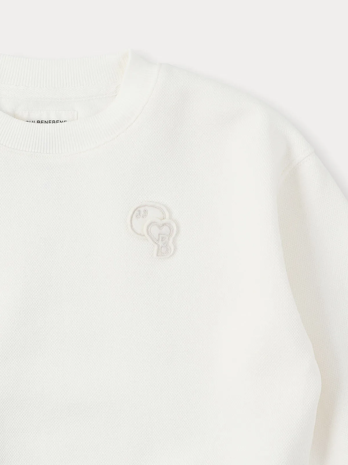 BENEBENE PIQUE SWEATSHIRT-ivory