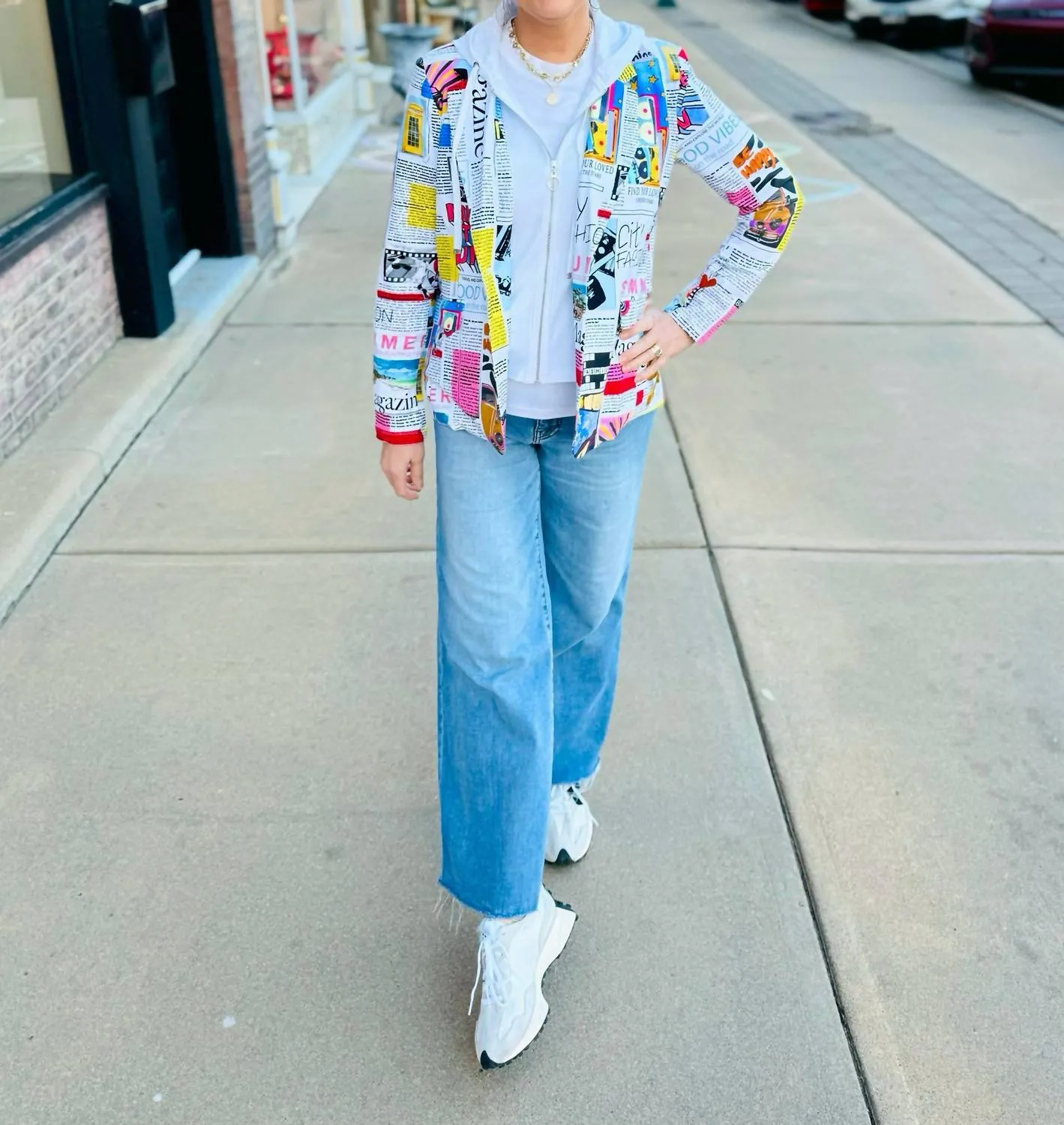 Blazer Hoodie Jacket In Newspaper Print