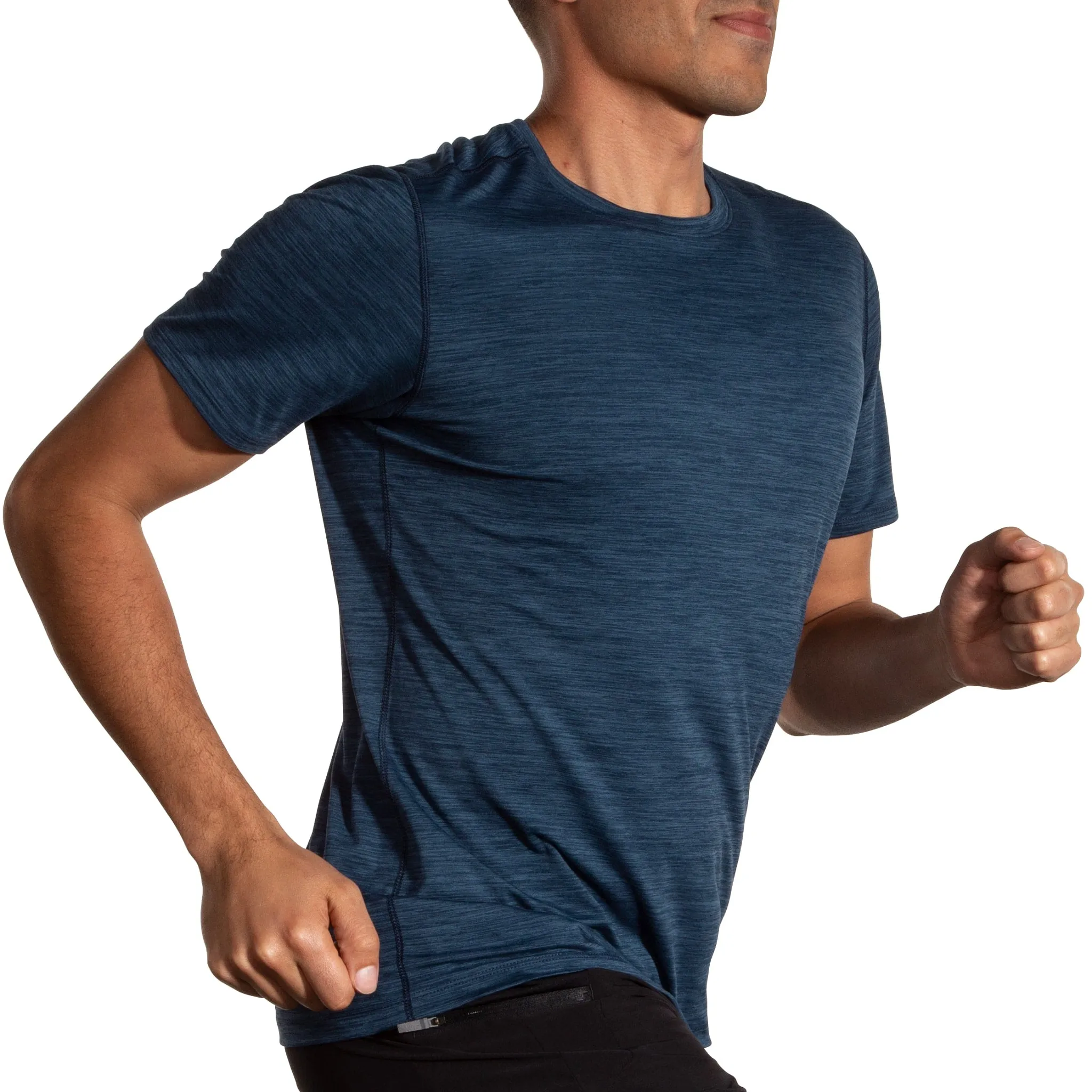 Brooks Luxe Short Sleeve - Htr Blue Slate - MEN (211498412) Brooks