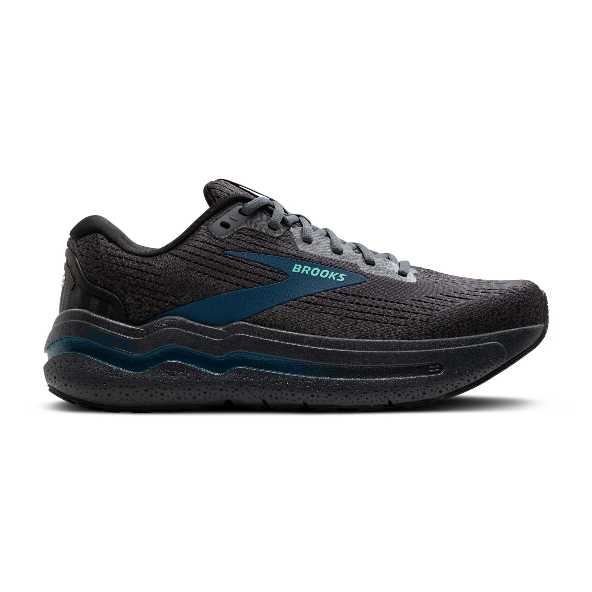 Brooks Mens Ghost Max 2 Wide- Ebony/Cockatoo/Blue Sapphire (1104312E081) Brooks