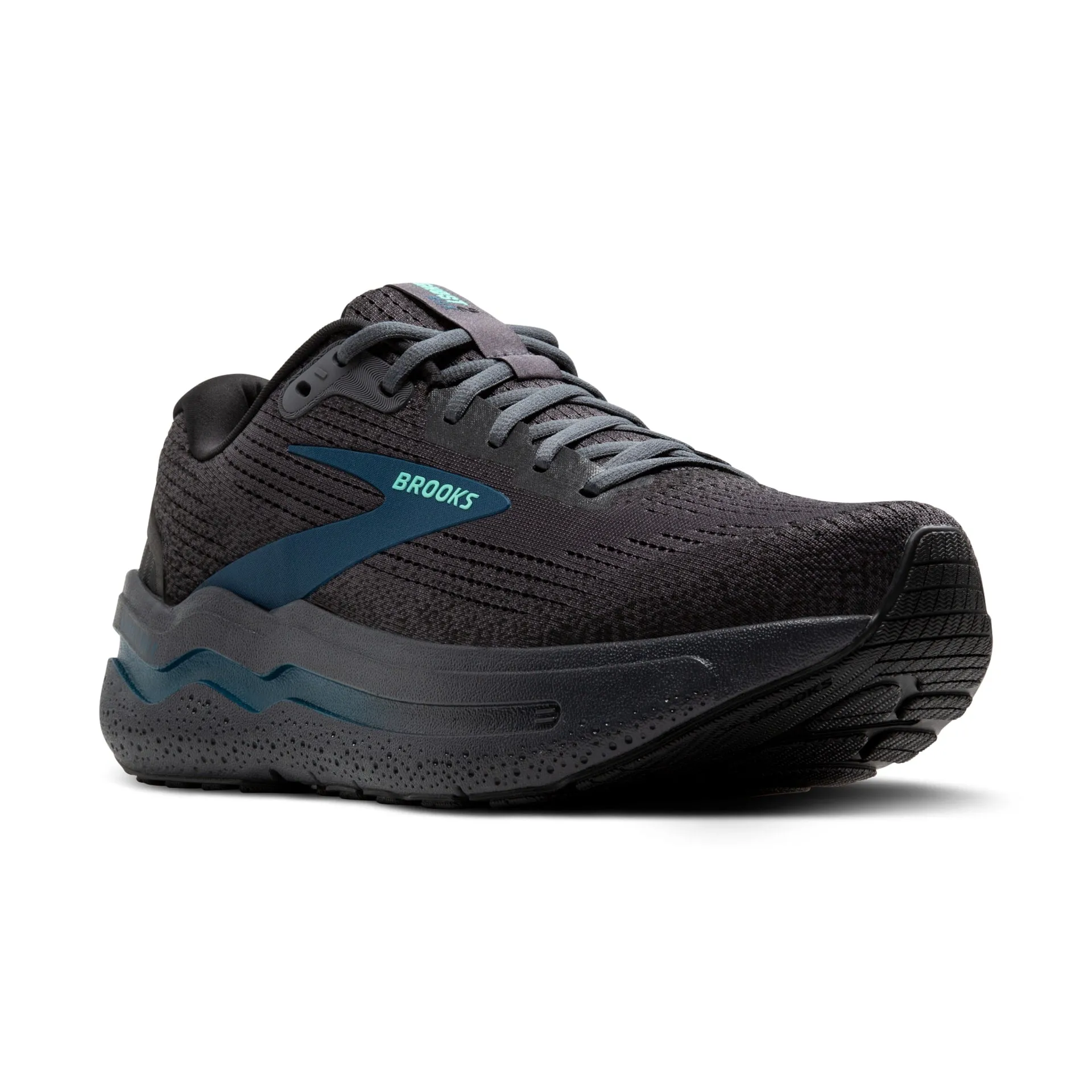 Brooks Mens Ghost Max 2 Wide- Ebony/Cockatoo/Blue Sapphire (1104312E081) Brooks