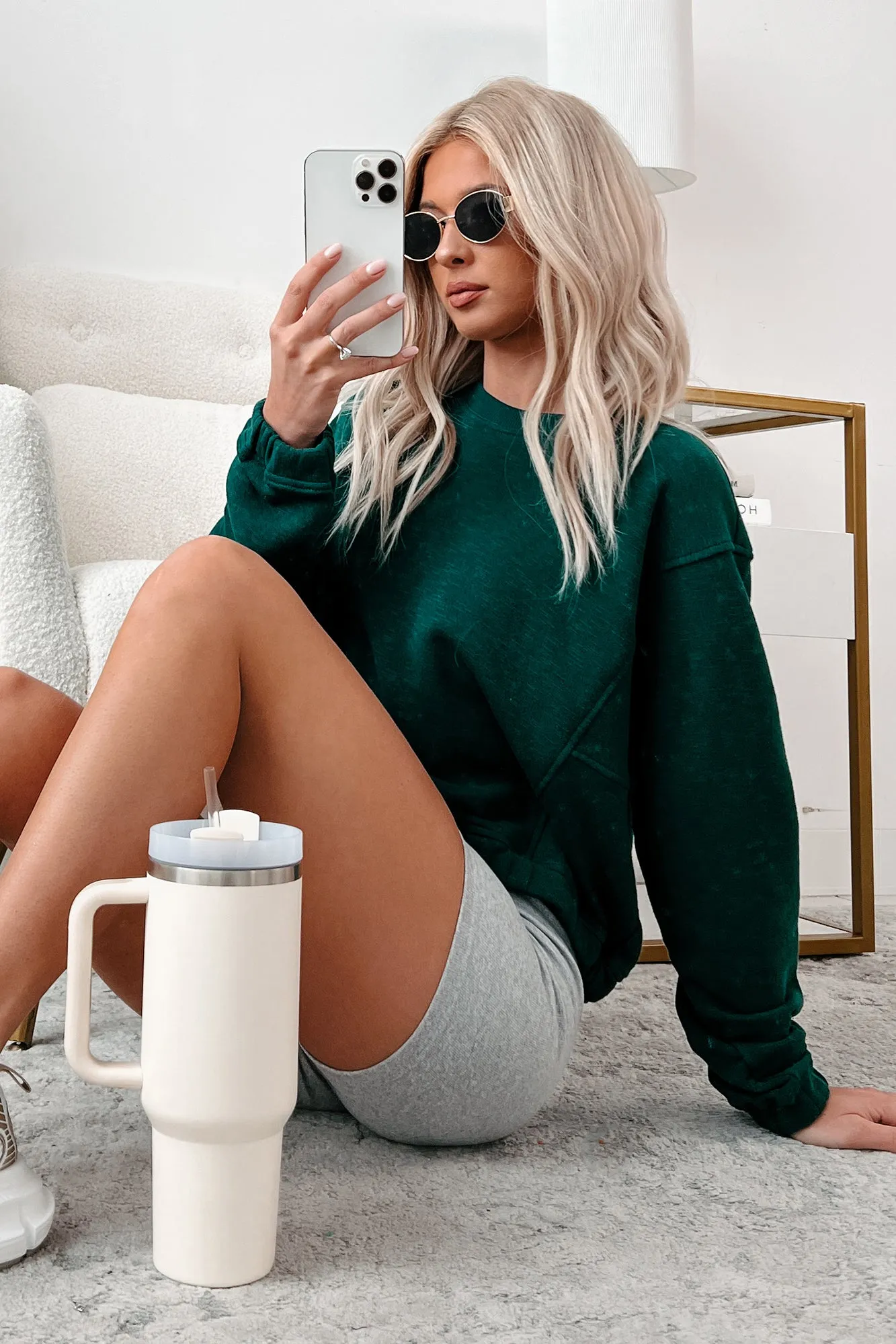 Call My Bluff Lightweight Pullover Top (Dark Green)