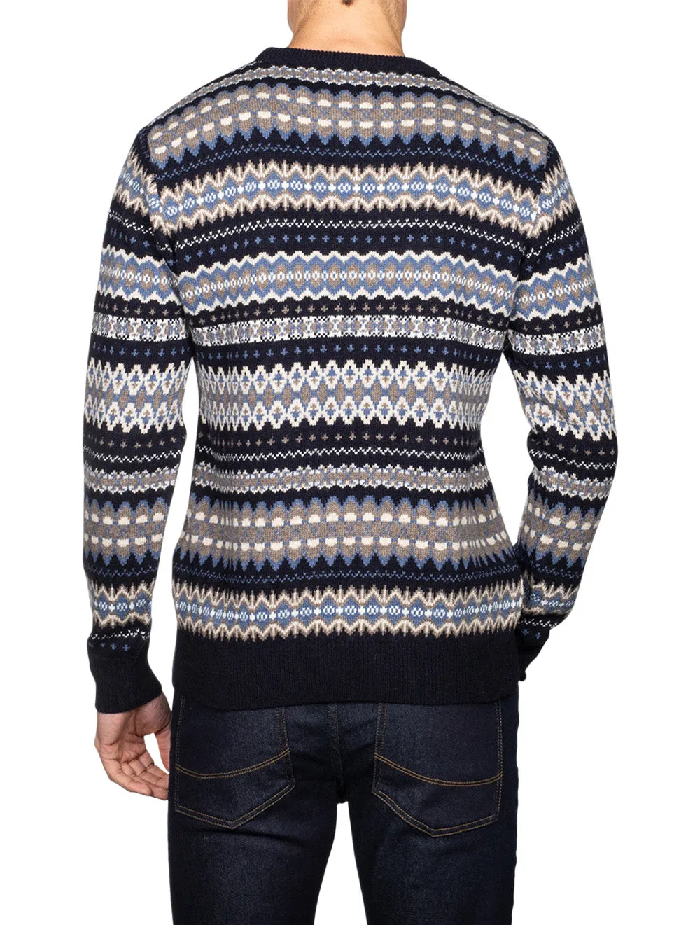 Case Fair Isle Crew Jumper Blue