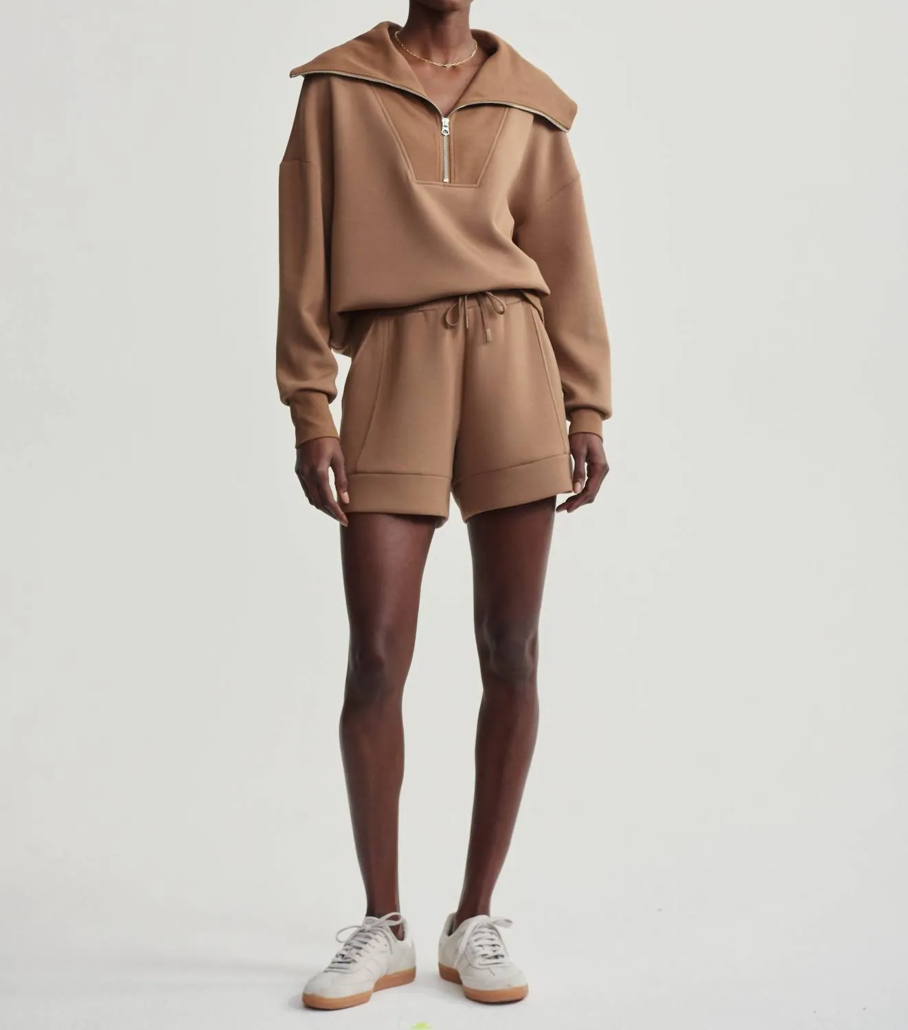 Catherine Half Zip Sweatshirt In Golden Bronze