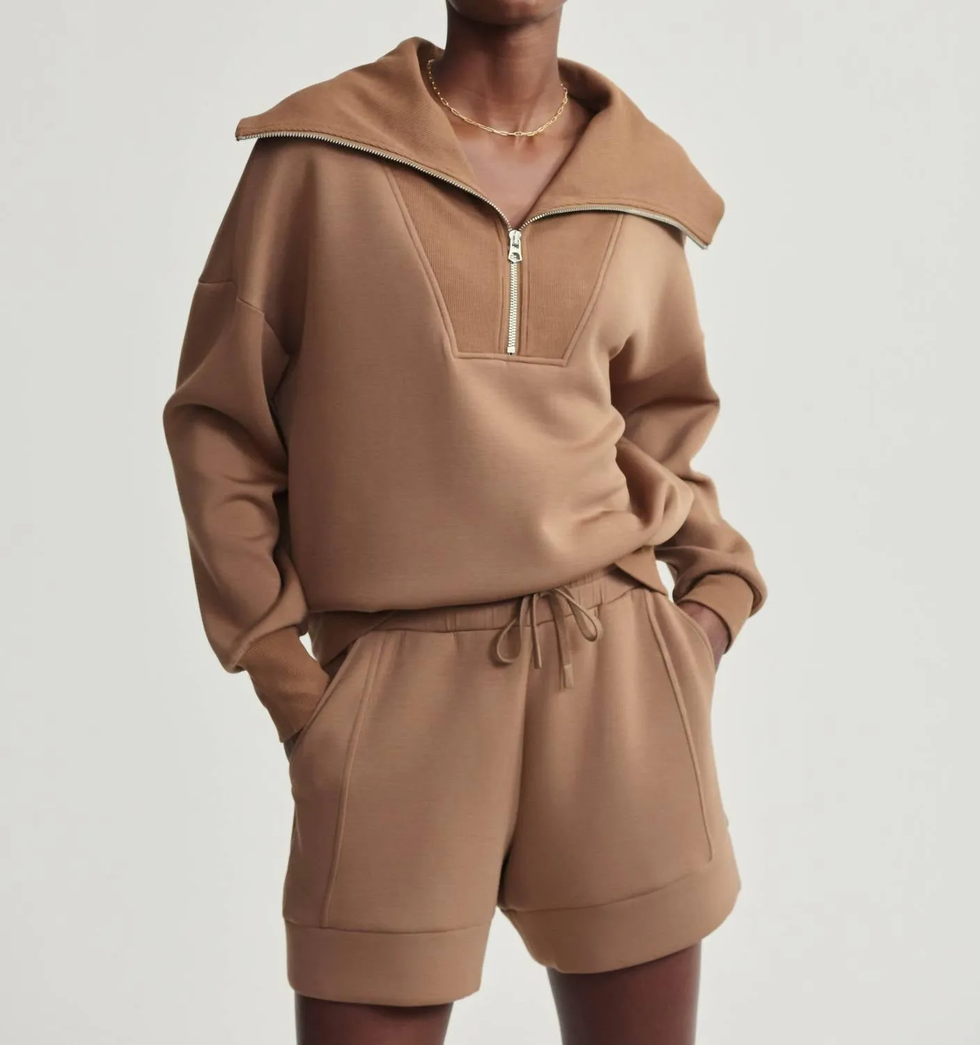 Catherine Half Zip Sweatshirt In Golden Bronze