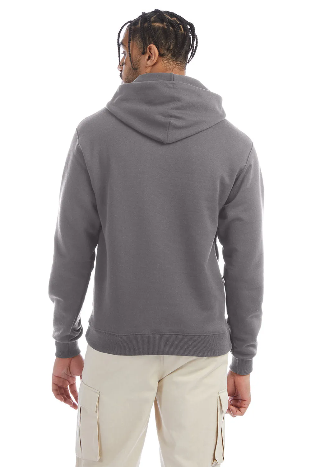 Champion Mens Double Dry Eco Moisture Wicking Fleece Hooded Sweatshirt Hoodie w/ Pouch Pocket - Stone Grey