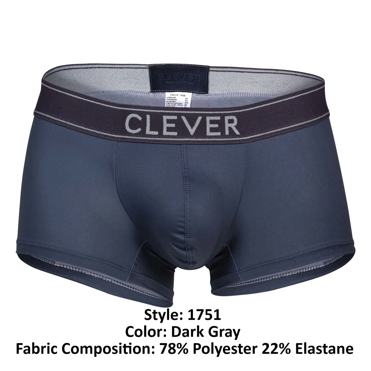 Clothing_Clever_Mens Underwear Clever 1751 Craftiness Trunks Color Dark Gray