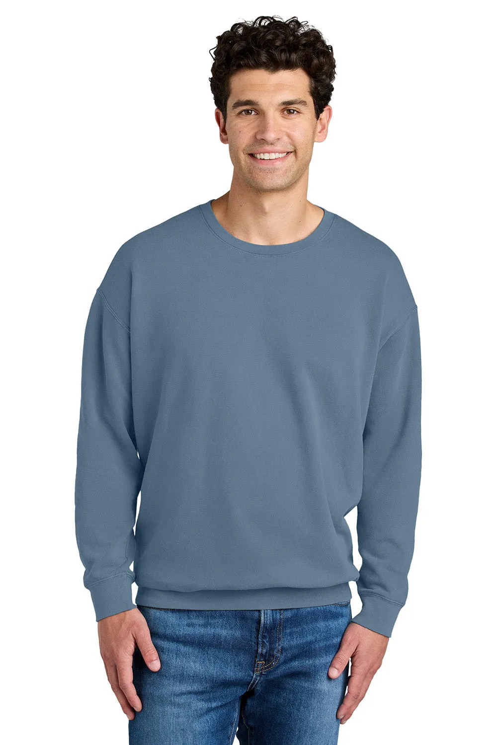 Comfort Colors Mens Garment Dyed Fleece Crewneck Sweatshirt - Blue Jean