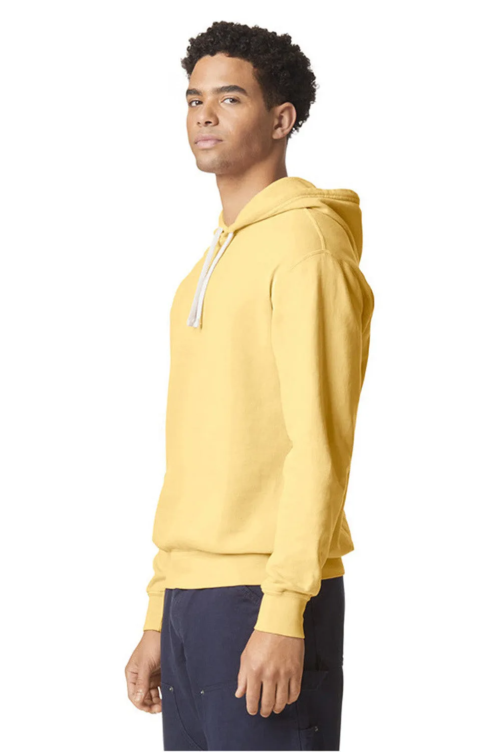 Comfort Colors Mens Garment Dyed Fleece Hooded Sweatshirt Hoodie - Butter Yellow
