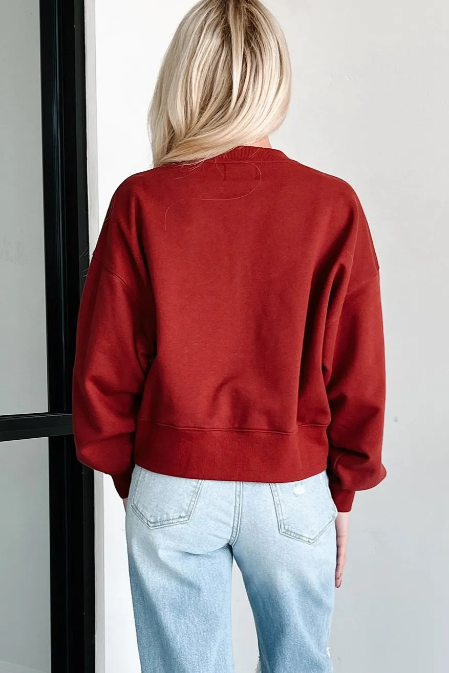 Connected By Heart "Mom" Heart Stitched Sweatshirt (Burgundy)
