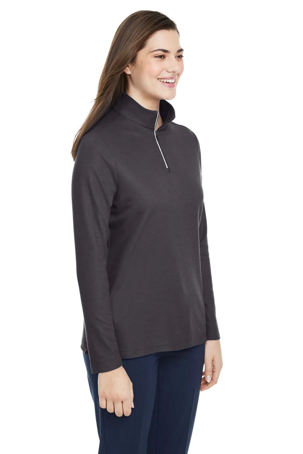Core 365 Womens Fusion ChromaSoft Performance Moisture Wicking Pique 1/4 Zip Sweatshirt - Carbon Grey