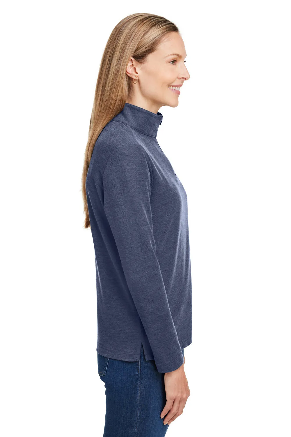 Core 365 Womens Fusion ChromaSoft Performance Moisture Wicking Pique 1/4 Zip Sweatshirt - Heather Classic Navy Blue