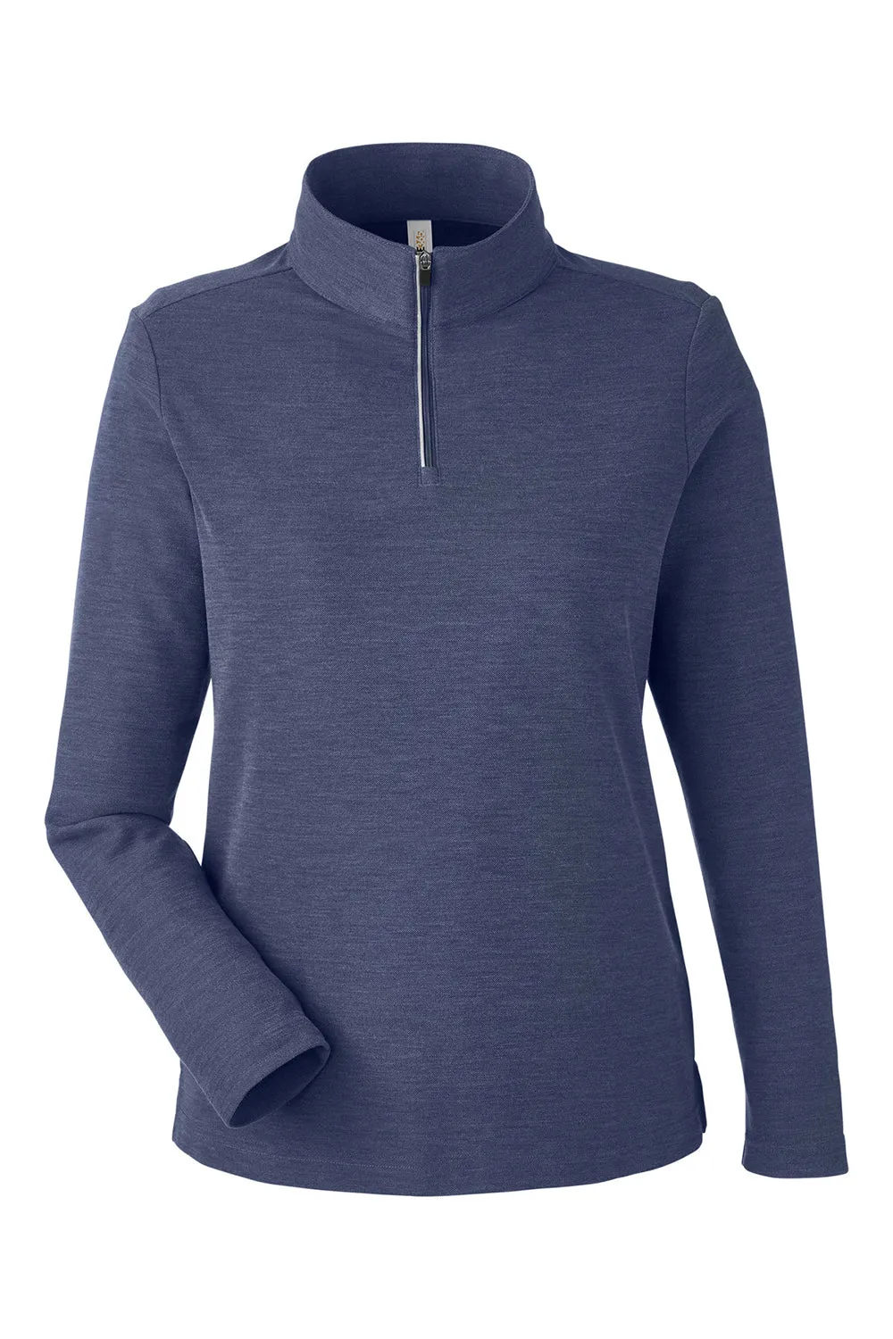 Core 365 Womens Fusion ChromaSoft Performance Moisture Wicking Pique 1/4 Zip Sweatshirt - Heather Classic Navy Blue