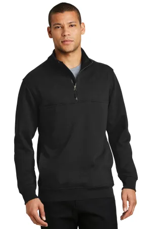 CornerStone Mens Fleece 1/4 Zip Sweatshirt w/ Pockets - Black