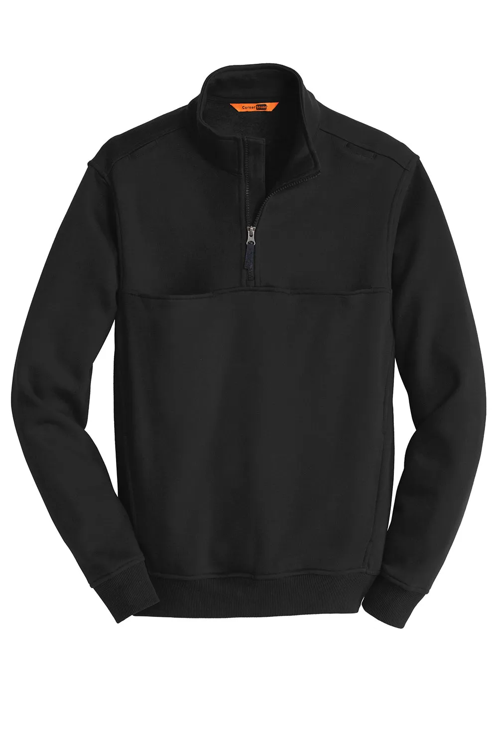 CornerStone Mens Fleece 1/4 Zip Sweatshirt w/ Pockets - Black