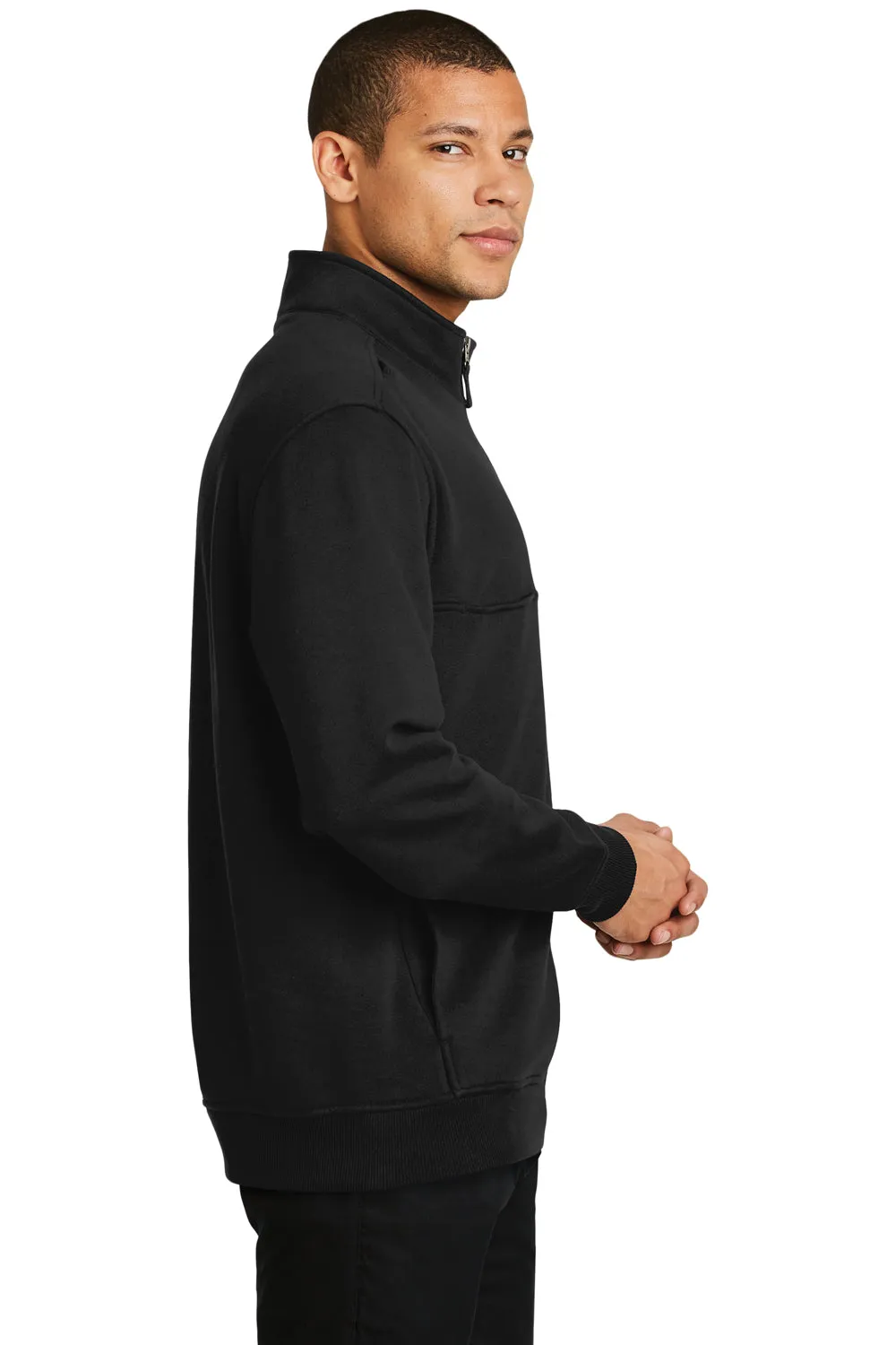 CornerStone Mens Fleece 1/4 Zip Sweatshirt w/ Pockets - Black