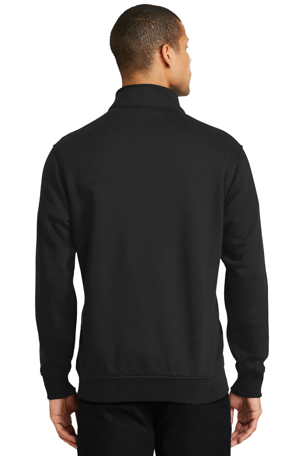 CornerStone Mens Fleece 1/4 Zip Sweatshirt w/ Pockets - Black