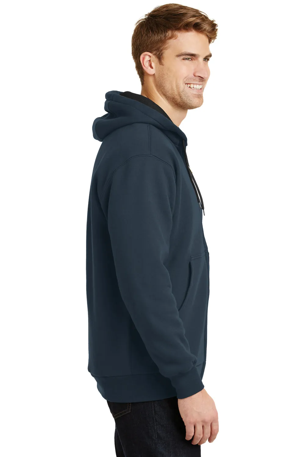 CornerStone Mens Full Zip Hooded Sweatshirt Hoodie w/ Pockets - Navy Blue
