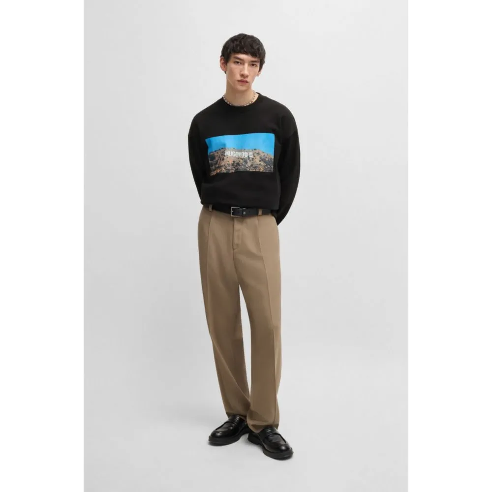 Cotton-terry sweatshirt with 'Hugowood' print