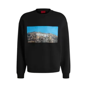 Cotton-terry sweatshirt with 'Hugowood' print