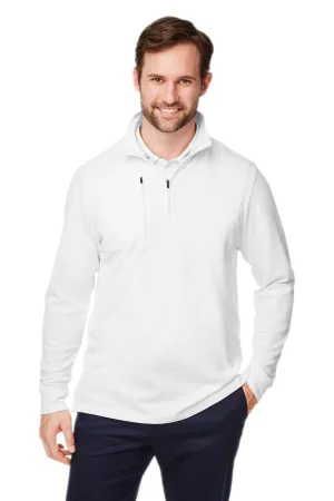 Devon & Jones Mens New Classics Performance Moisture Wicking 1/4 Zip Sweatshirt w/ Pocket - White