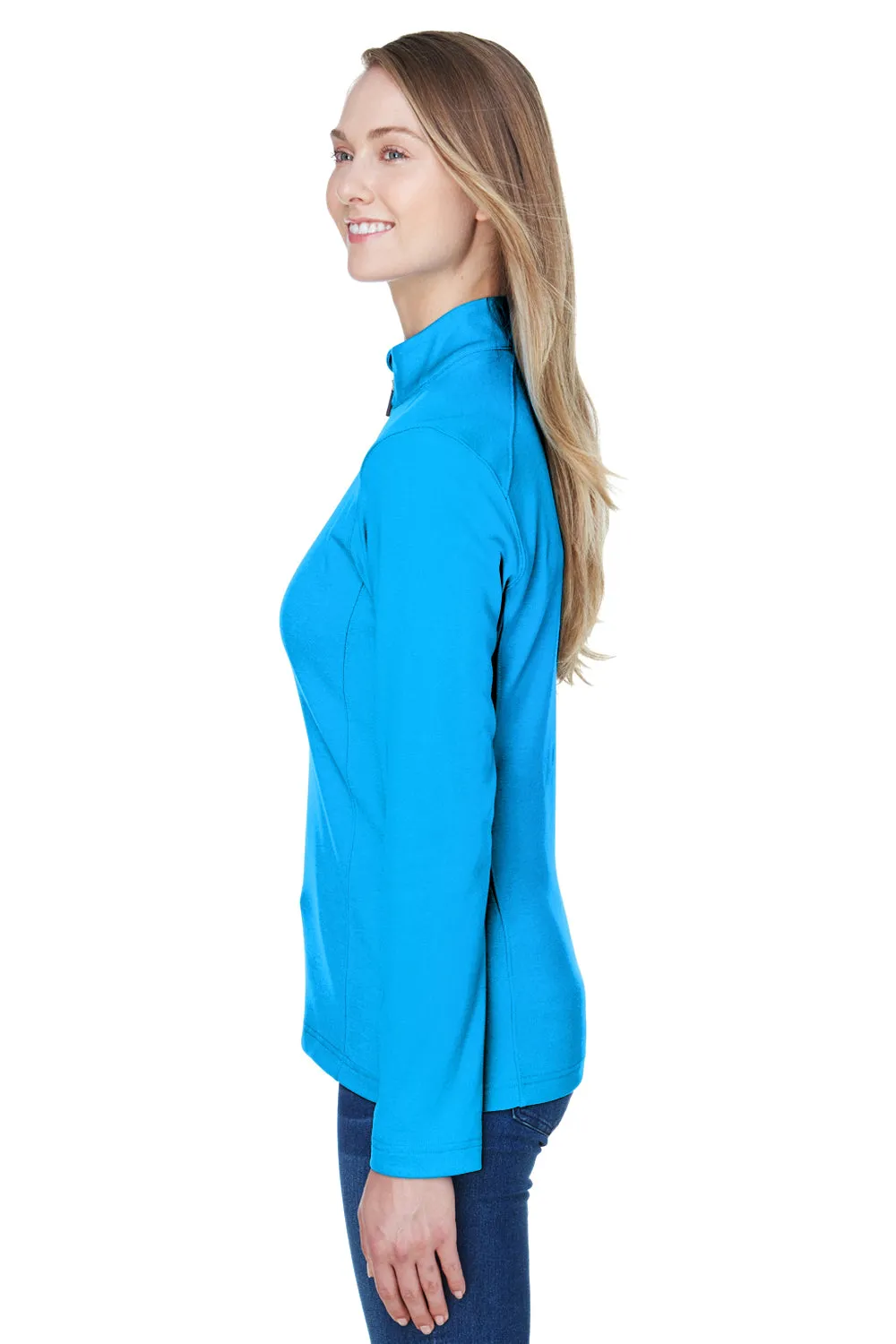 Devon & Jones Womens DryTec20 Performance Moisture Wicking 1/4 Zip Sweatshirt - Ocean Blue