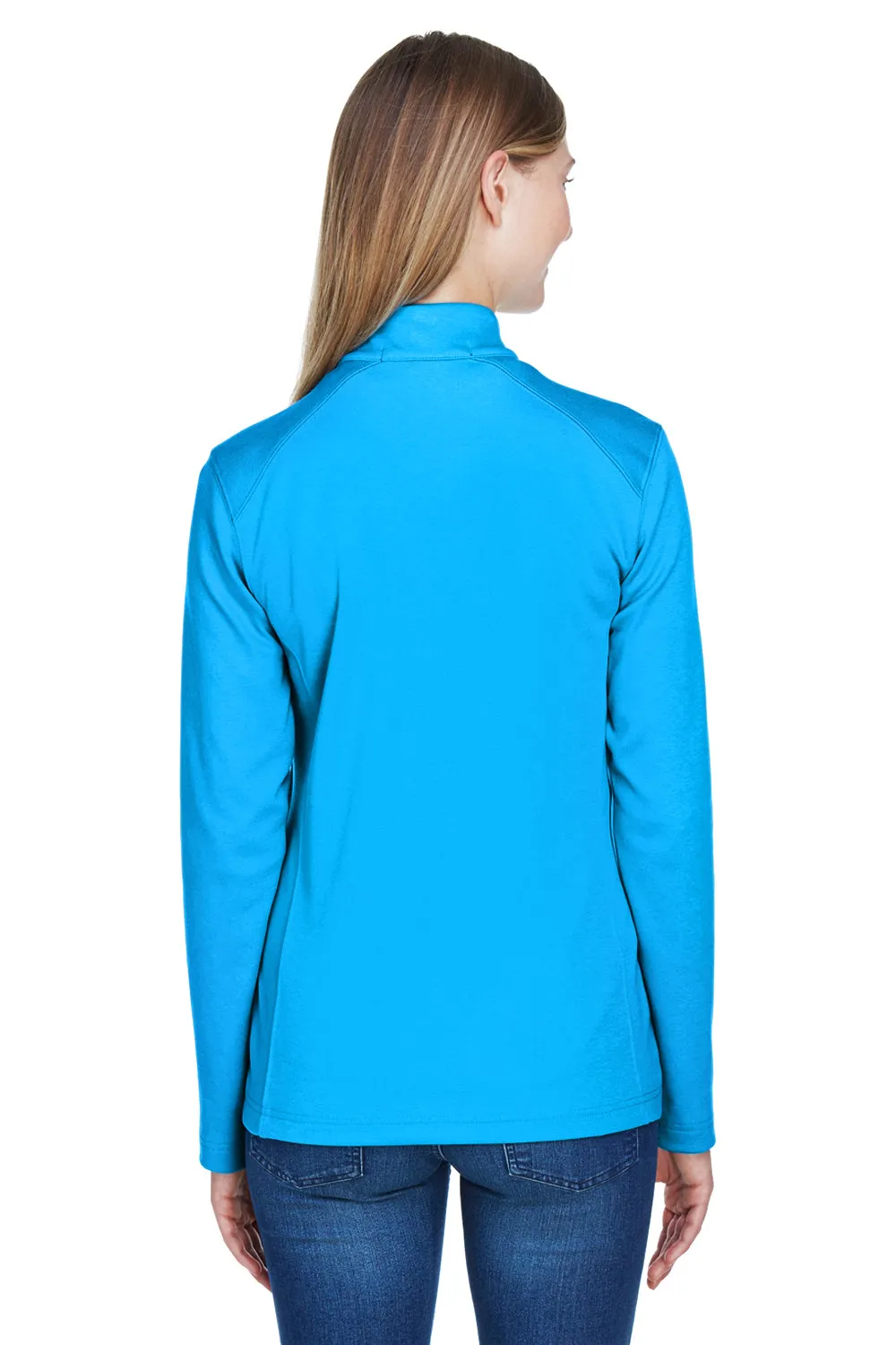 Devon & Jones Womens DryTec20 Performance Moisture Wicking 1/4 Zip Sweatshirt - Ocean Blue