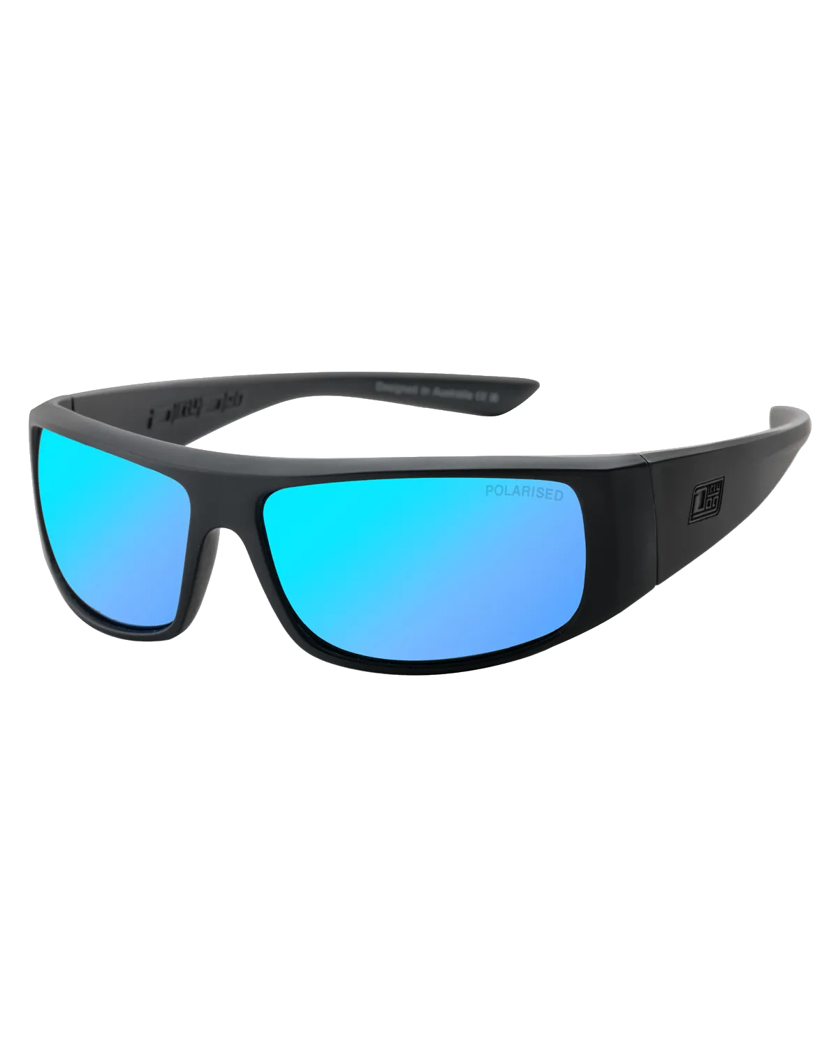 Dirty Dog	Sunglasses Sharky Polarised Sunglasses in Satin Black & Ice Blue Mirror