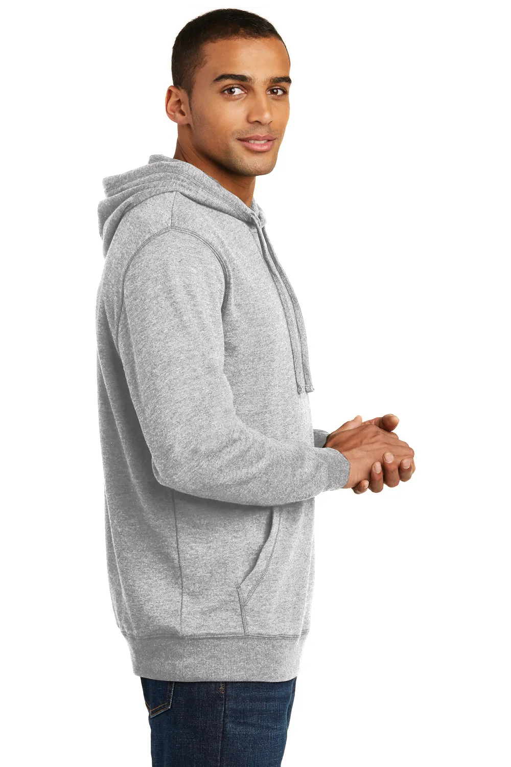 District Mens Fleece Hooded Sweatshirt Hoodie w/ Pouch Pocket - Heather Grey